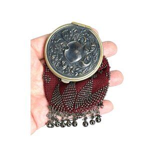 Victorian coin purse with crocheted pouch and cut steel beads with hinged lid